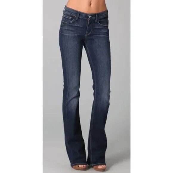 7 for all mankind Blue Jeans, high waist, bootcut, light distress, Sz: 28